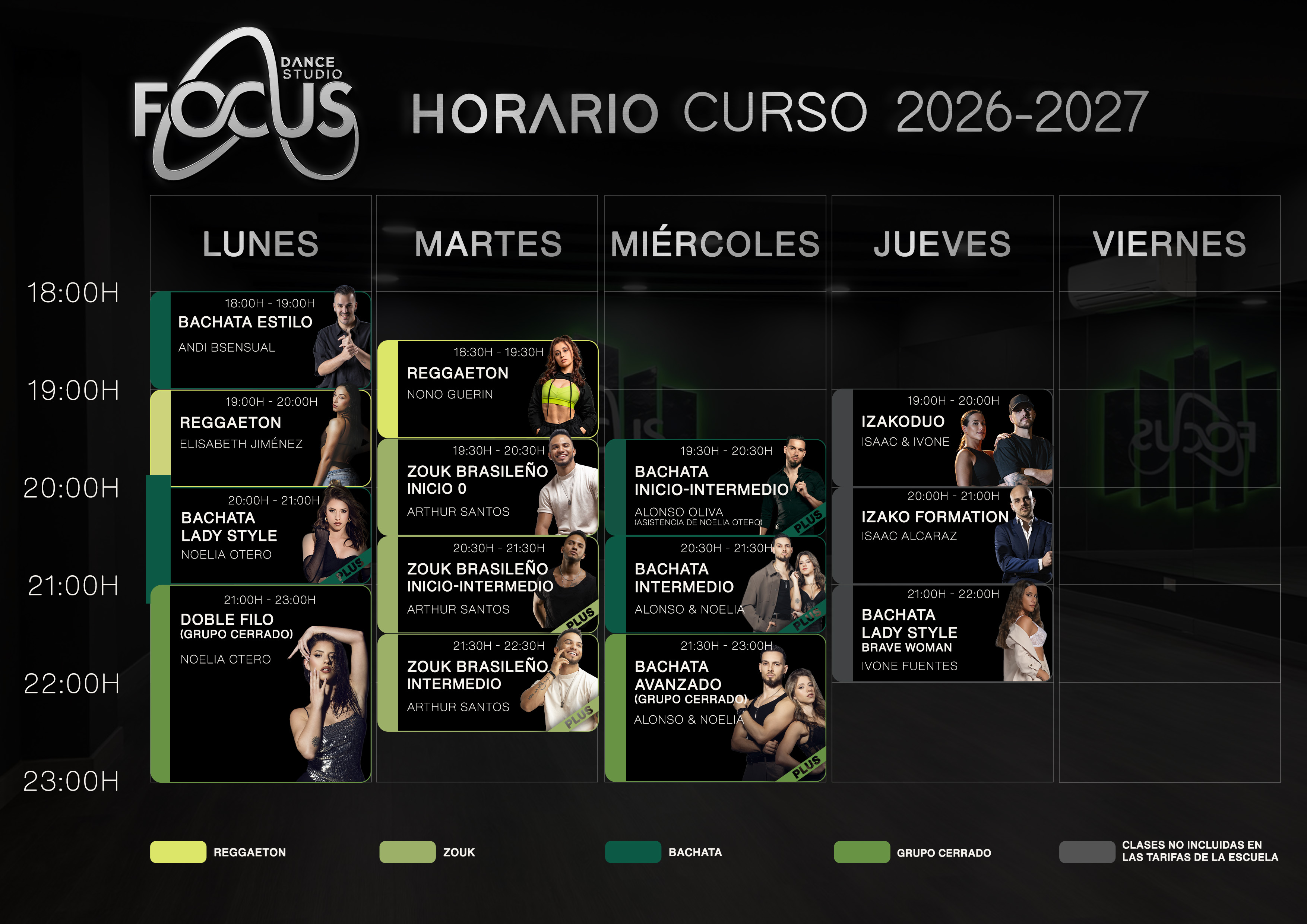 Horario de clases Focus Dance Studio Barcelona
