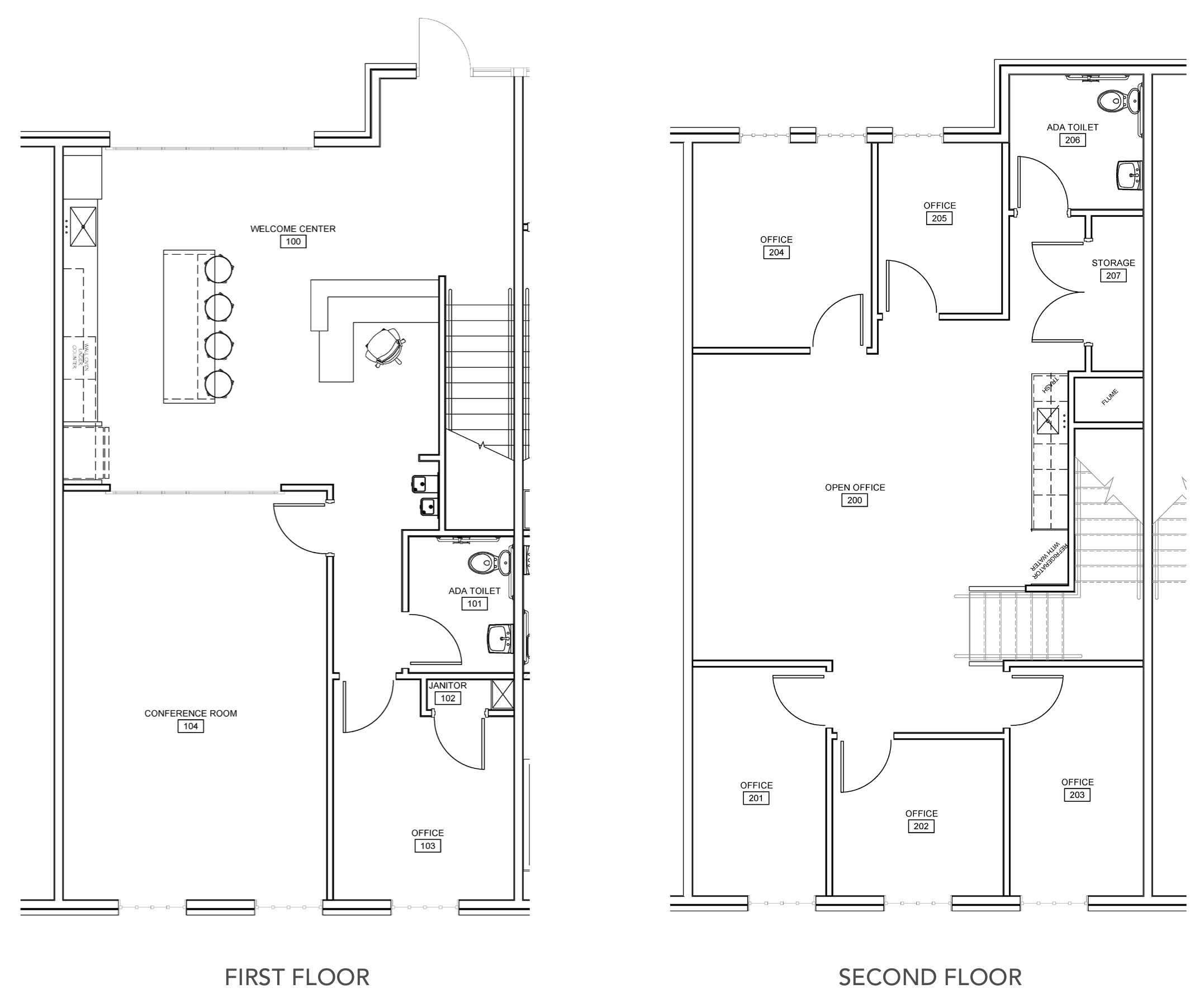 Grove Cove unit floor plan, first and second floor