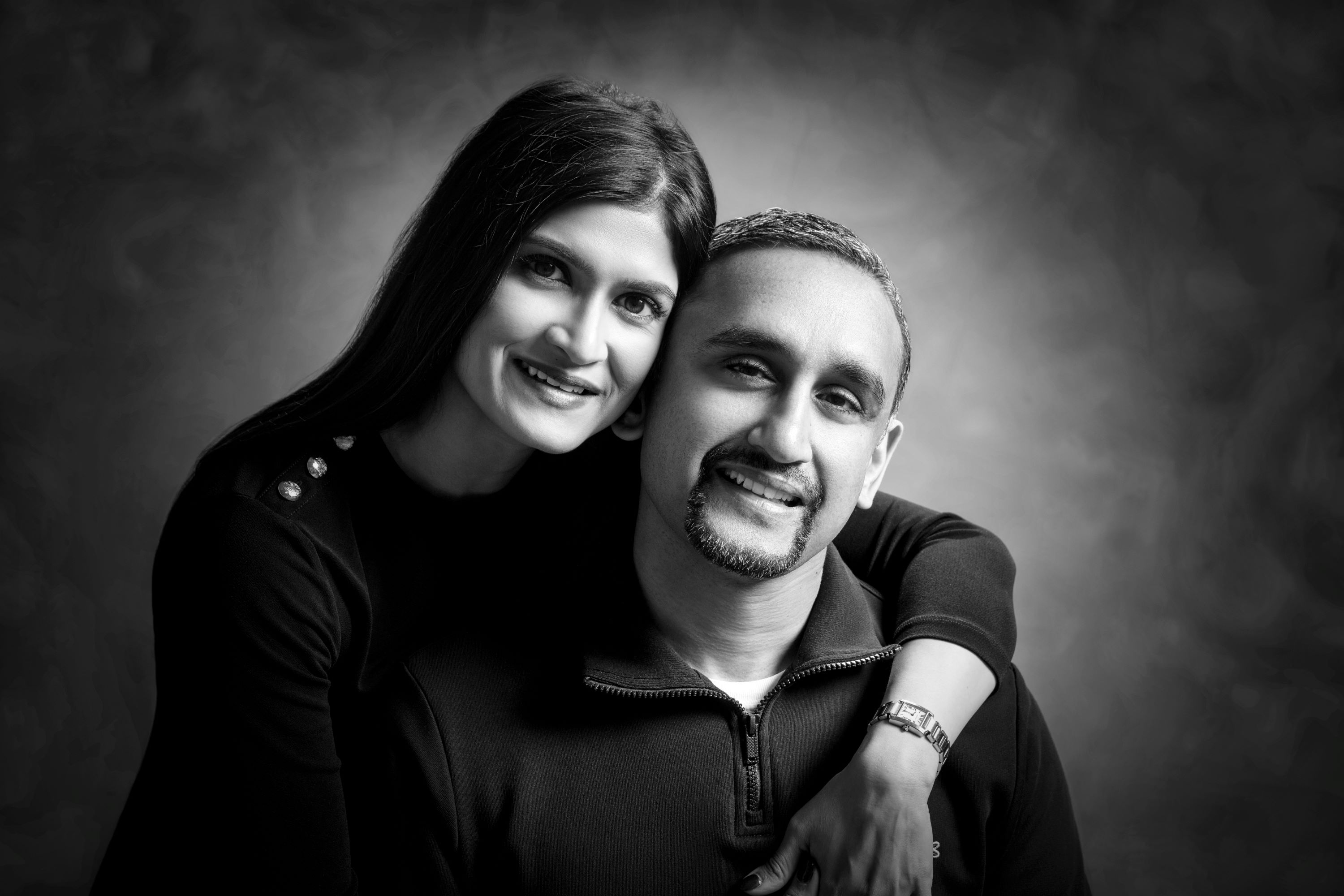 black and white image of man and woman