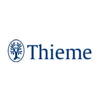 Thieme logo, testimonial from Andrew Moyer highlighting clear messaging and content alignment