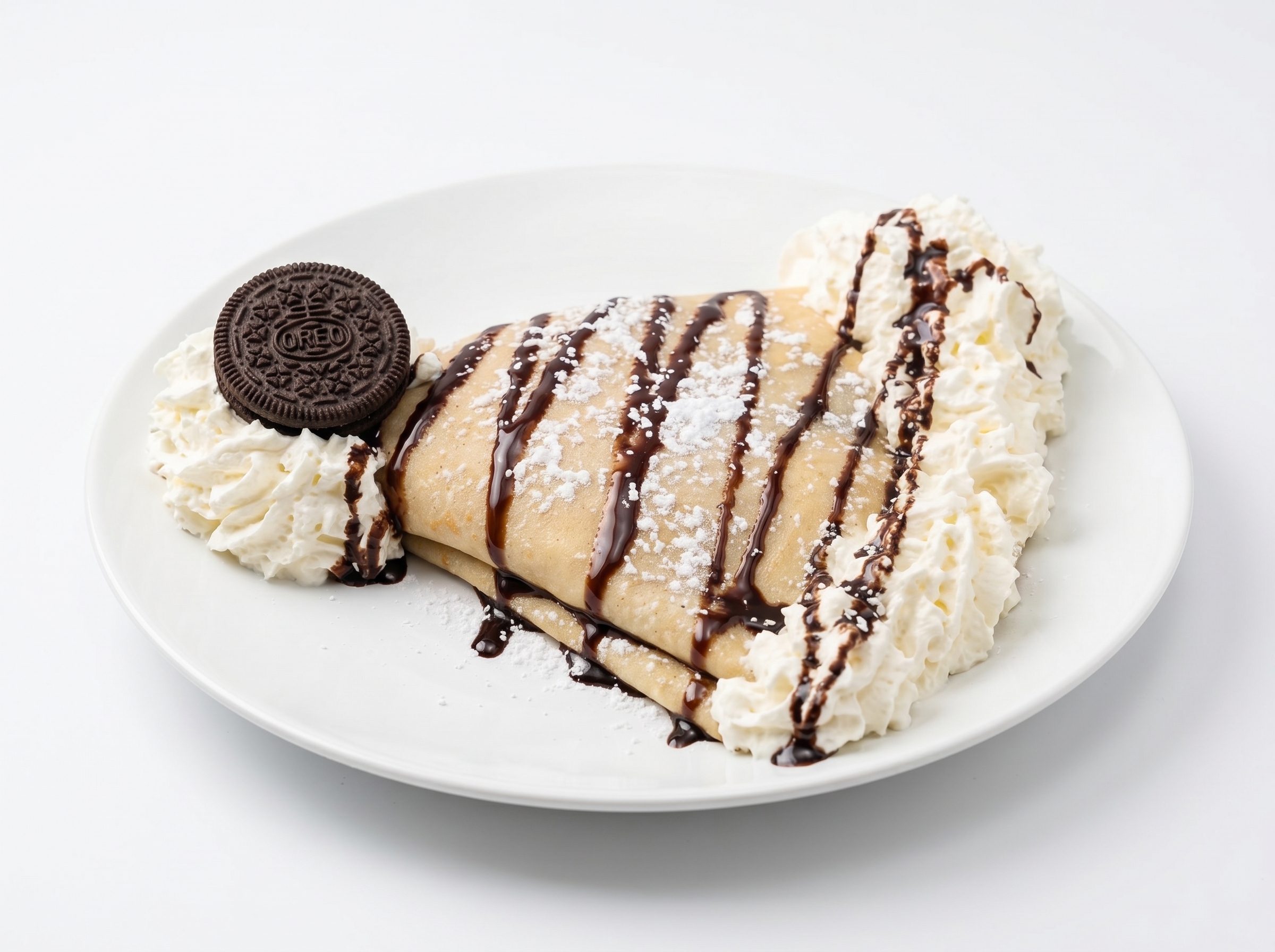 Cookies and Charm Crepe — cream cheese spread topped with Oreo crumbs