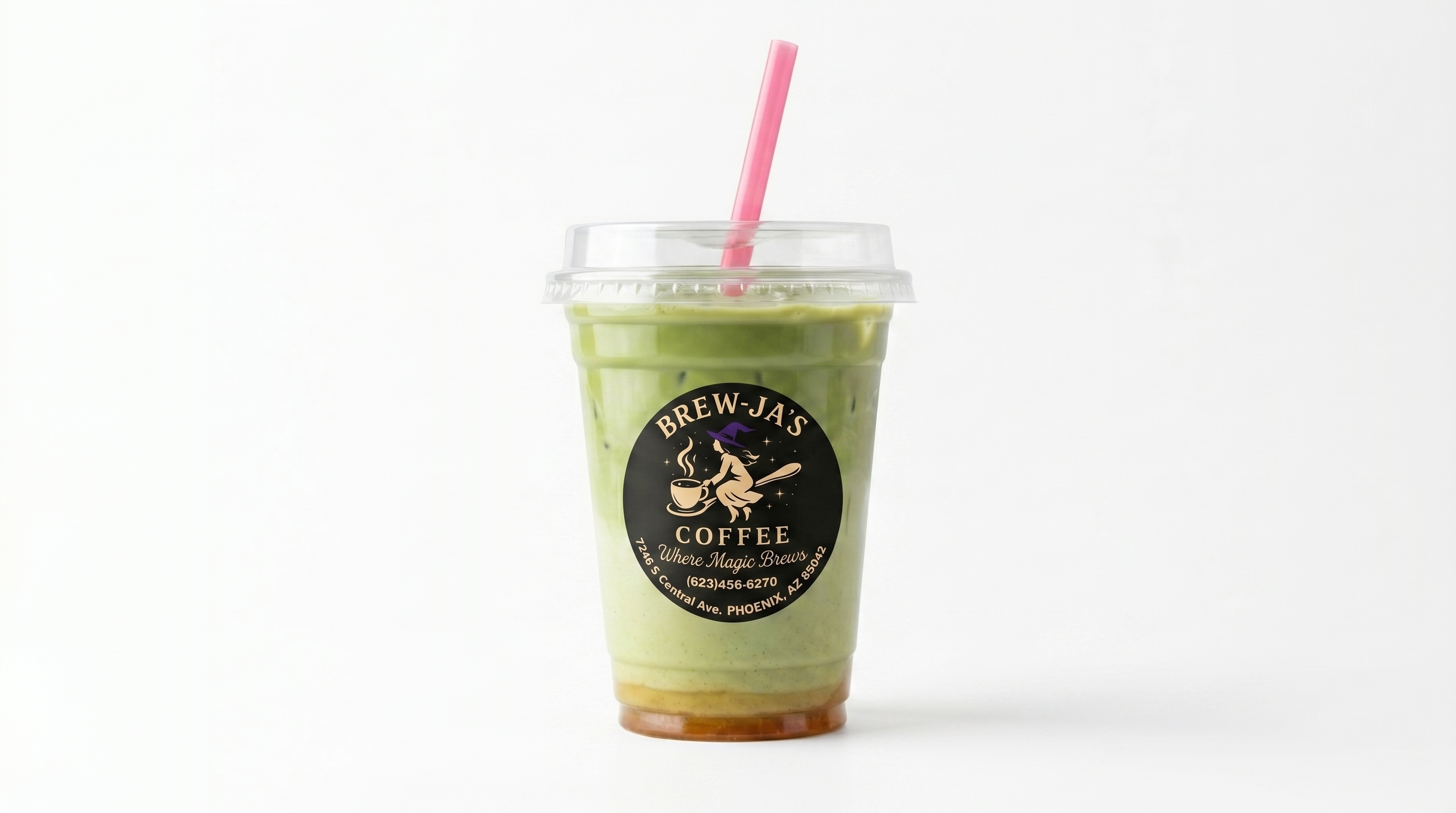 Third Eye Matcha — iced matcha drink with strawberry cold foam
