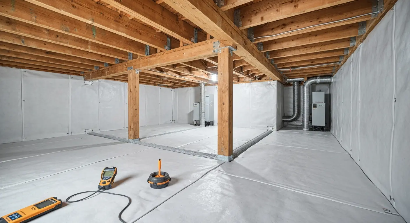 Mold-infected crawlspace before encapsulation