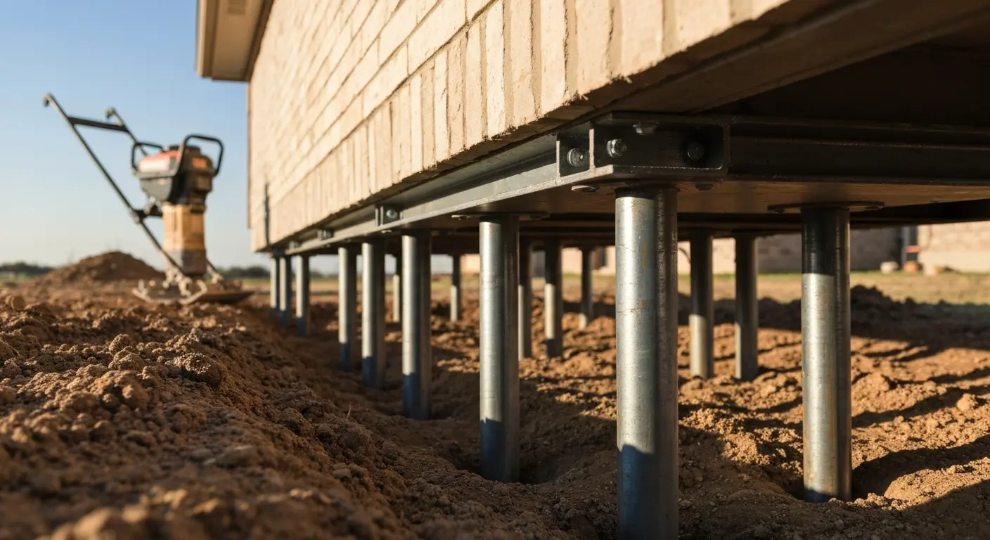 Foundation repair with steel piers