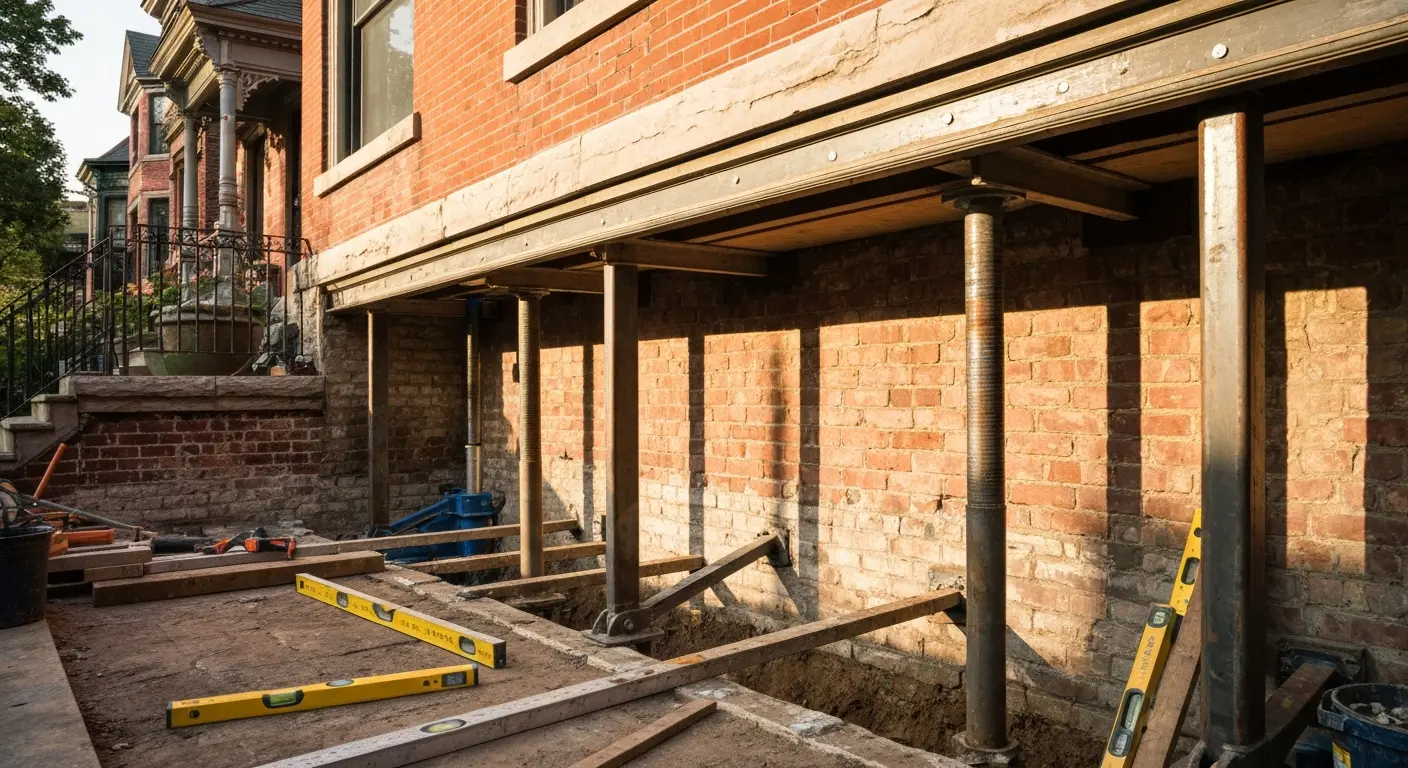 Foundation repair in progress