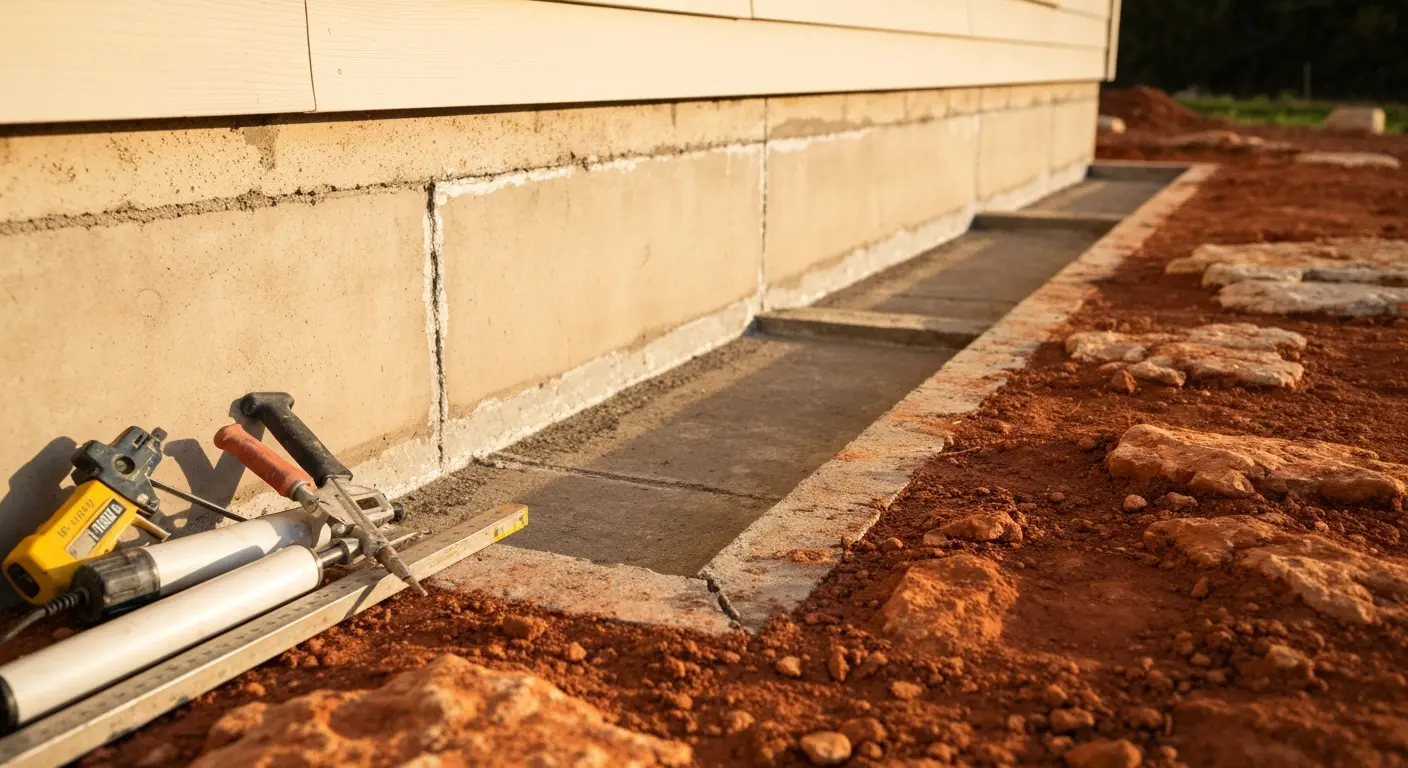 Foundation repair work in progress