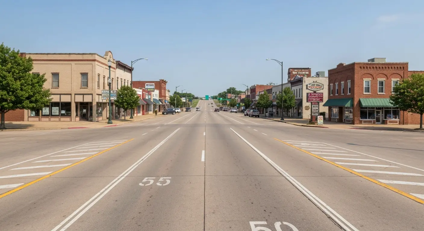 Camp Wood town center and Highway 55