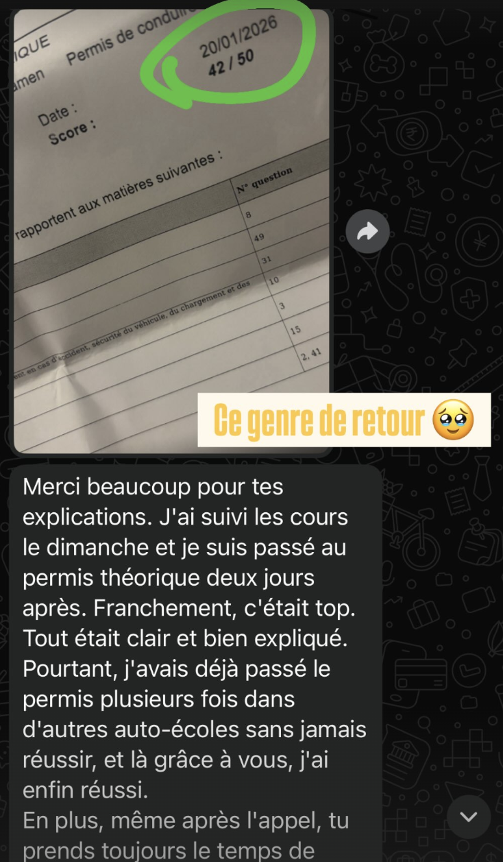 Témoignage client : réussite avec 42/50