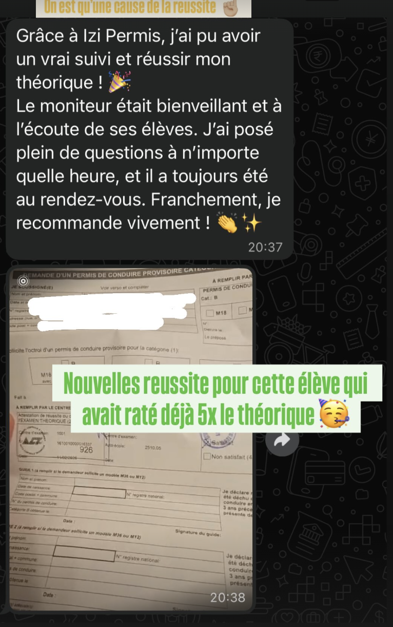 Témoignage client : réussite après 5 échecs au théorique