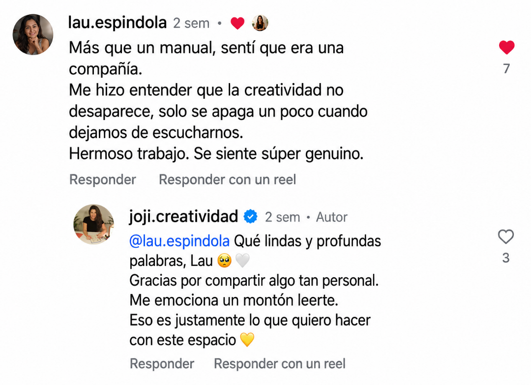 Comentario real de Instagram
