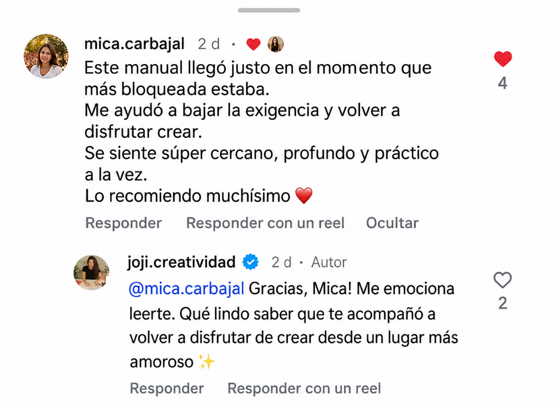 Comentario real de Instagram