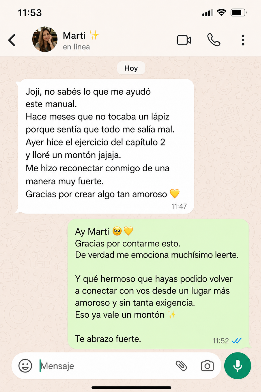 Reseña real por WhatsApp