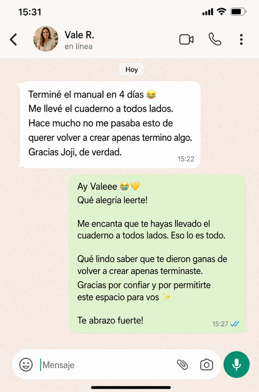 Reseña real por WhatsApp