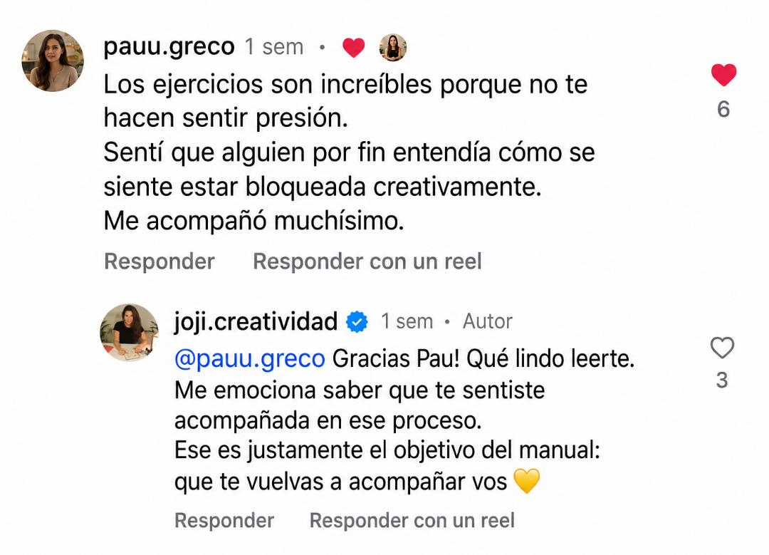 Comentario real de Instagram