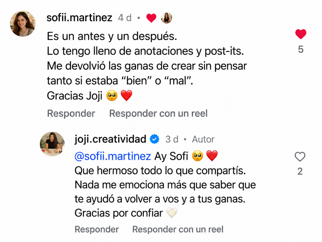 Comentario real de Instagram