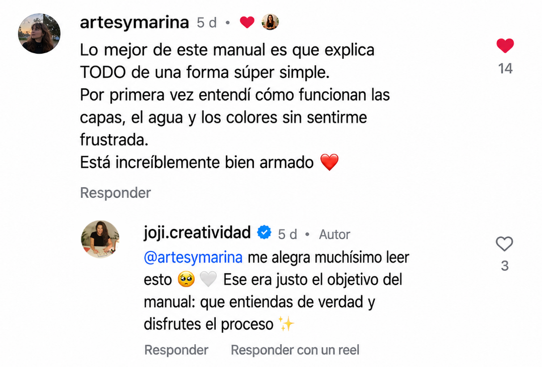 Comentario real de Instagram
