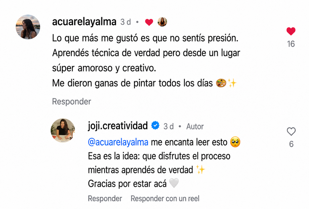 Comentario real de Instagram