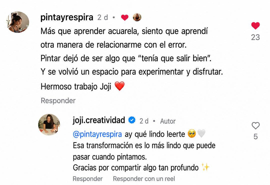 Comentario real de Instagram