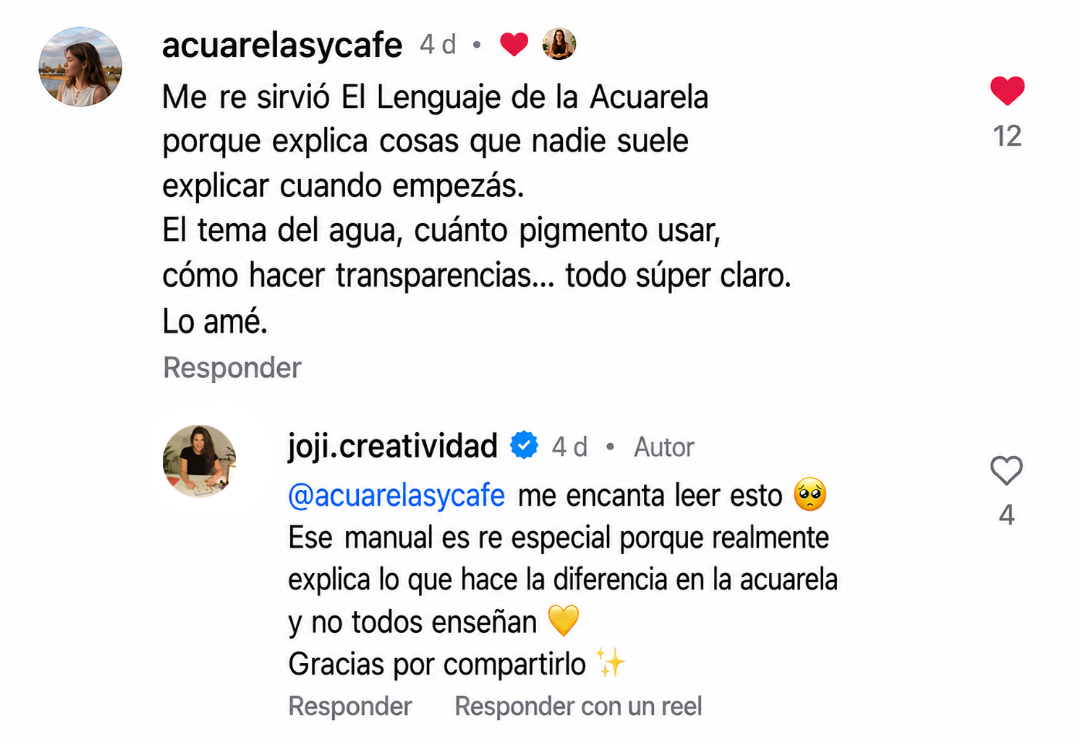Comentario real de Instagram