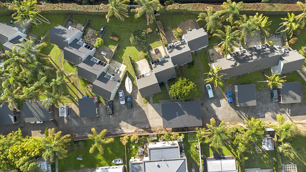 aerial real estate photography Morningside gated community Auckland Central
