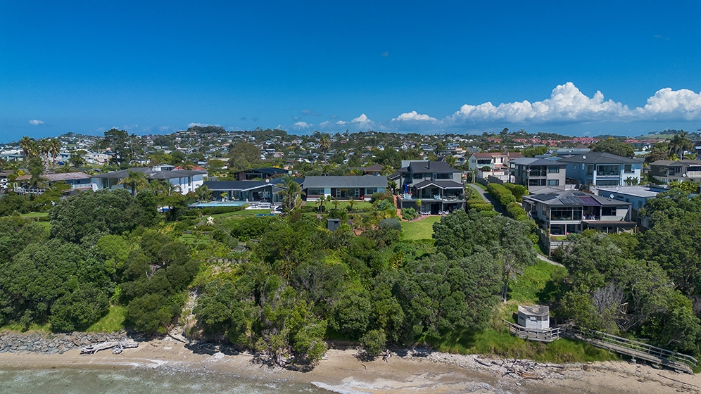 aerial real estate photography Red Beach waterfront Hibiscus Coast Auckland