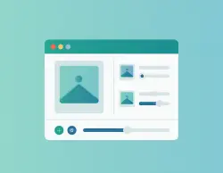 Abstract illustration of an online image compressor interface with drag-and-drop area and quality sliders.