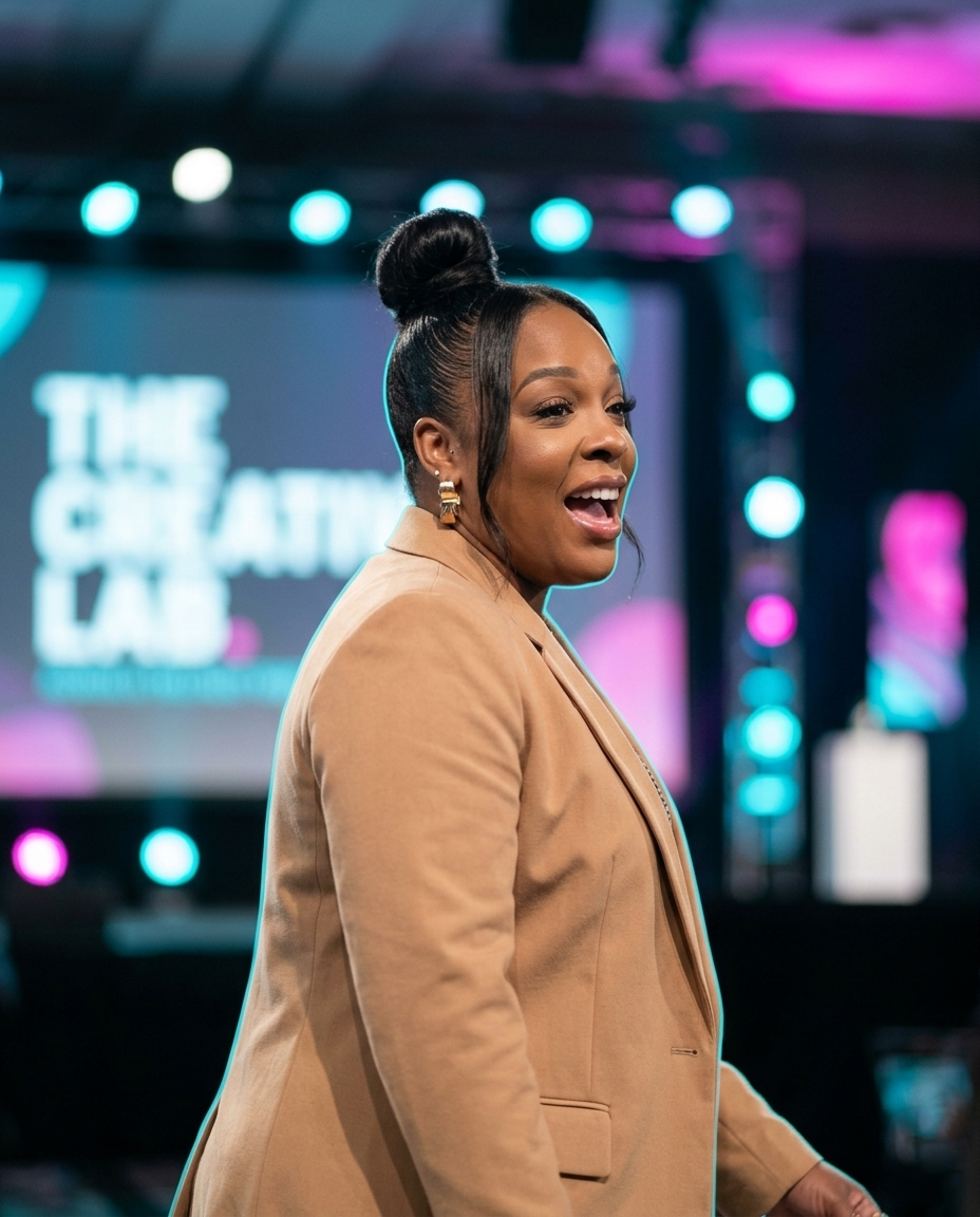 Denesha Davenport on stage at The Creative Lab
