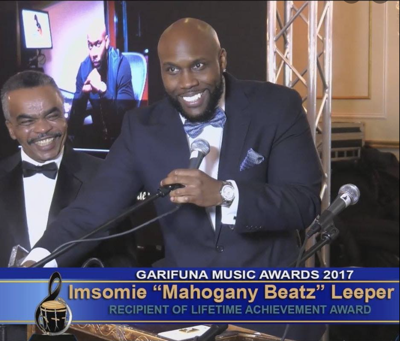 Mahogany Beatz receiving the Lifetime Achievement Award at the Garifuna Music Awards