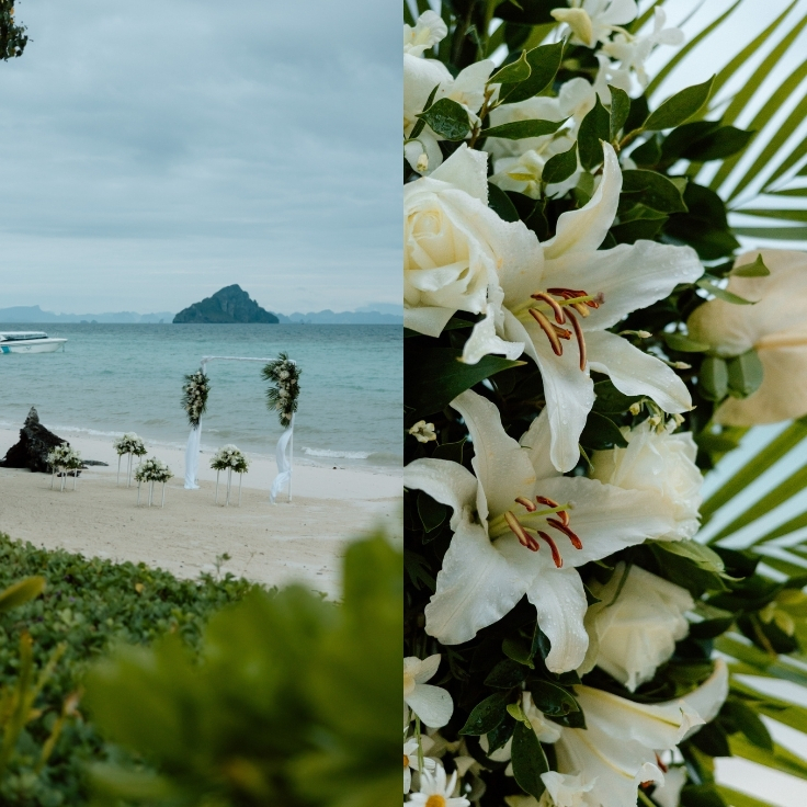 beachfront ceremony arch for island hopping elopement
