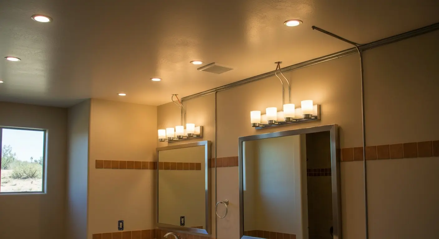 Lighting fixtures installed in bathroom