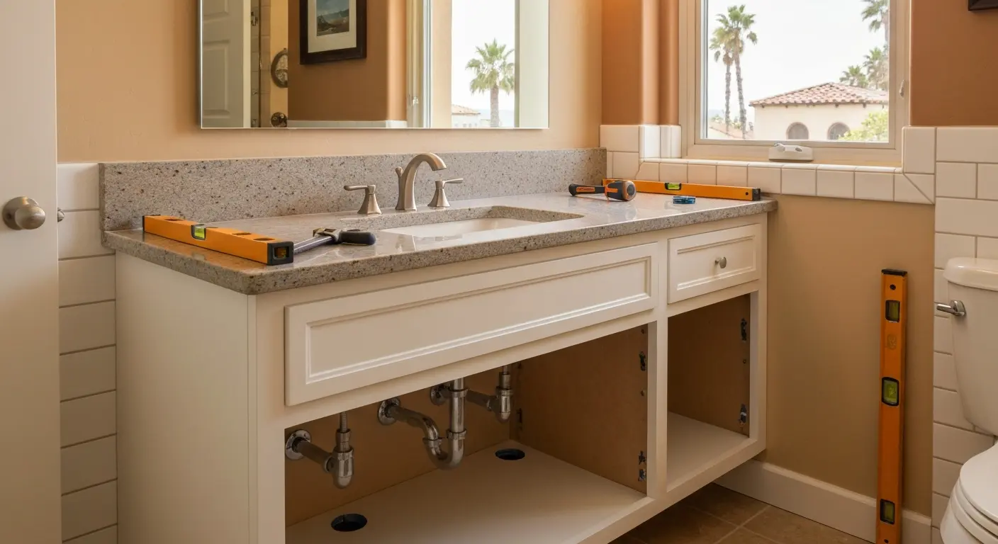 Bathroom vanity installation in Cerritos