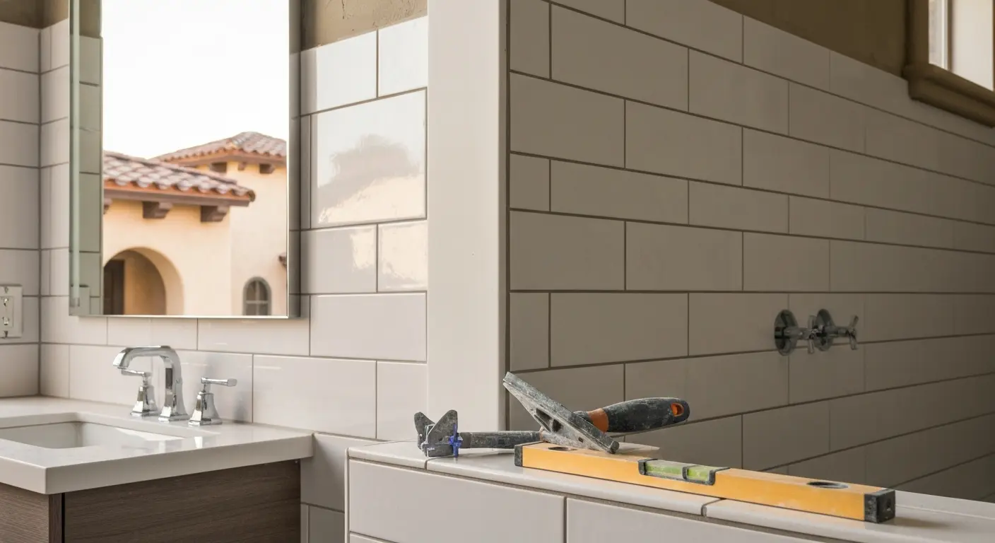 Bathroom remodel tile installation