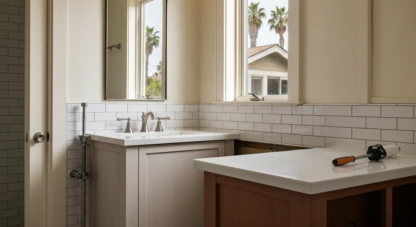 Bathroom vanity and fixtures installation