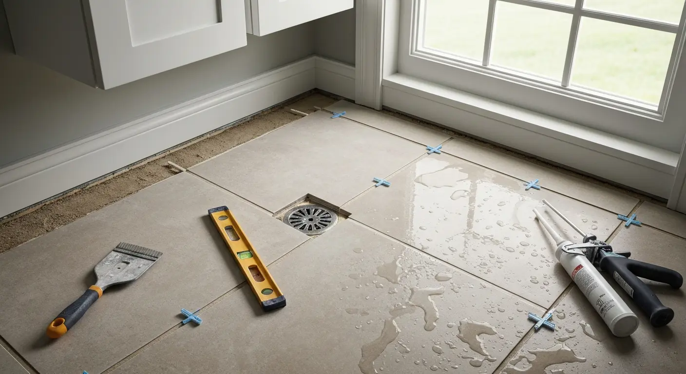 Bathroom flooring installation