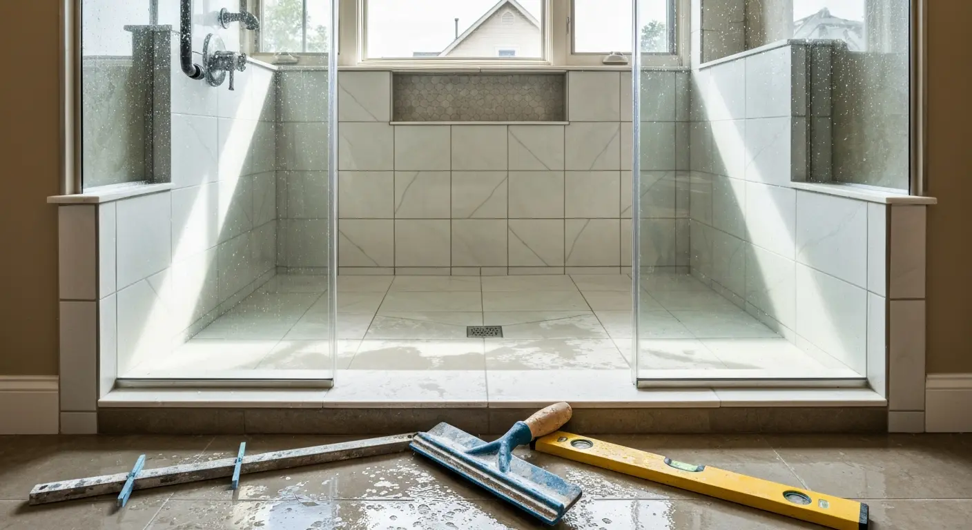 Shower installation with tile work