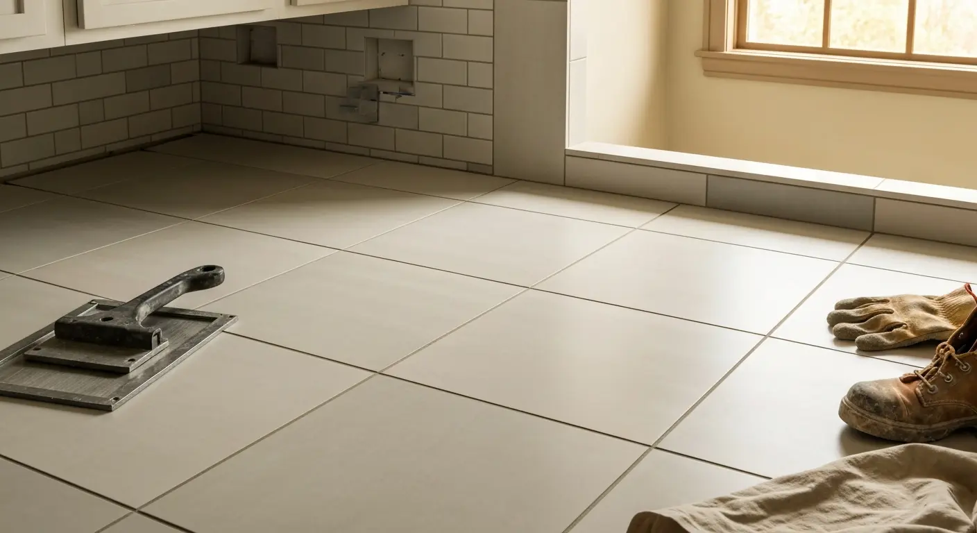 Bathroom tile installation work