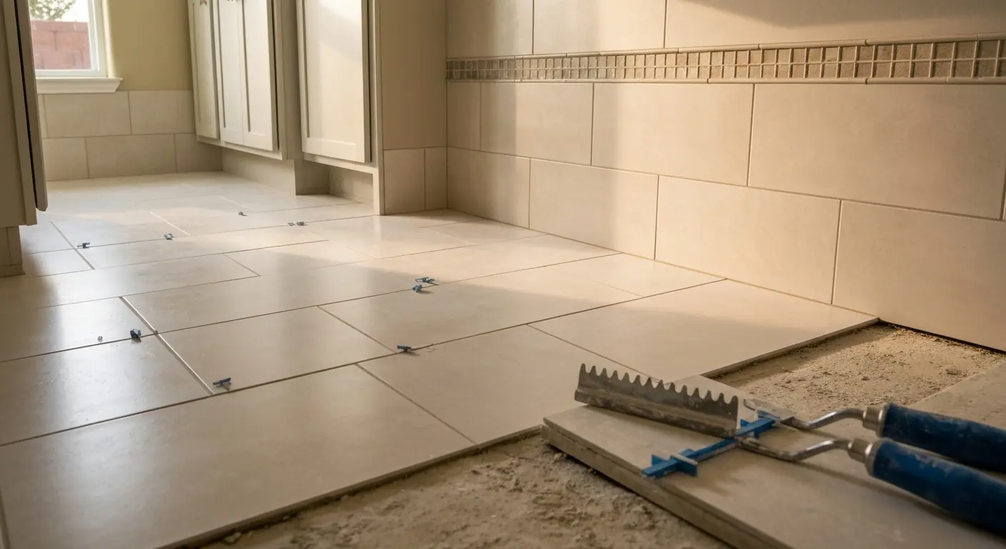 Bathroom floor tile and walls in Cerritos