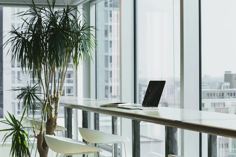 Empty office with vacant desks and chairs