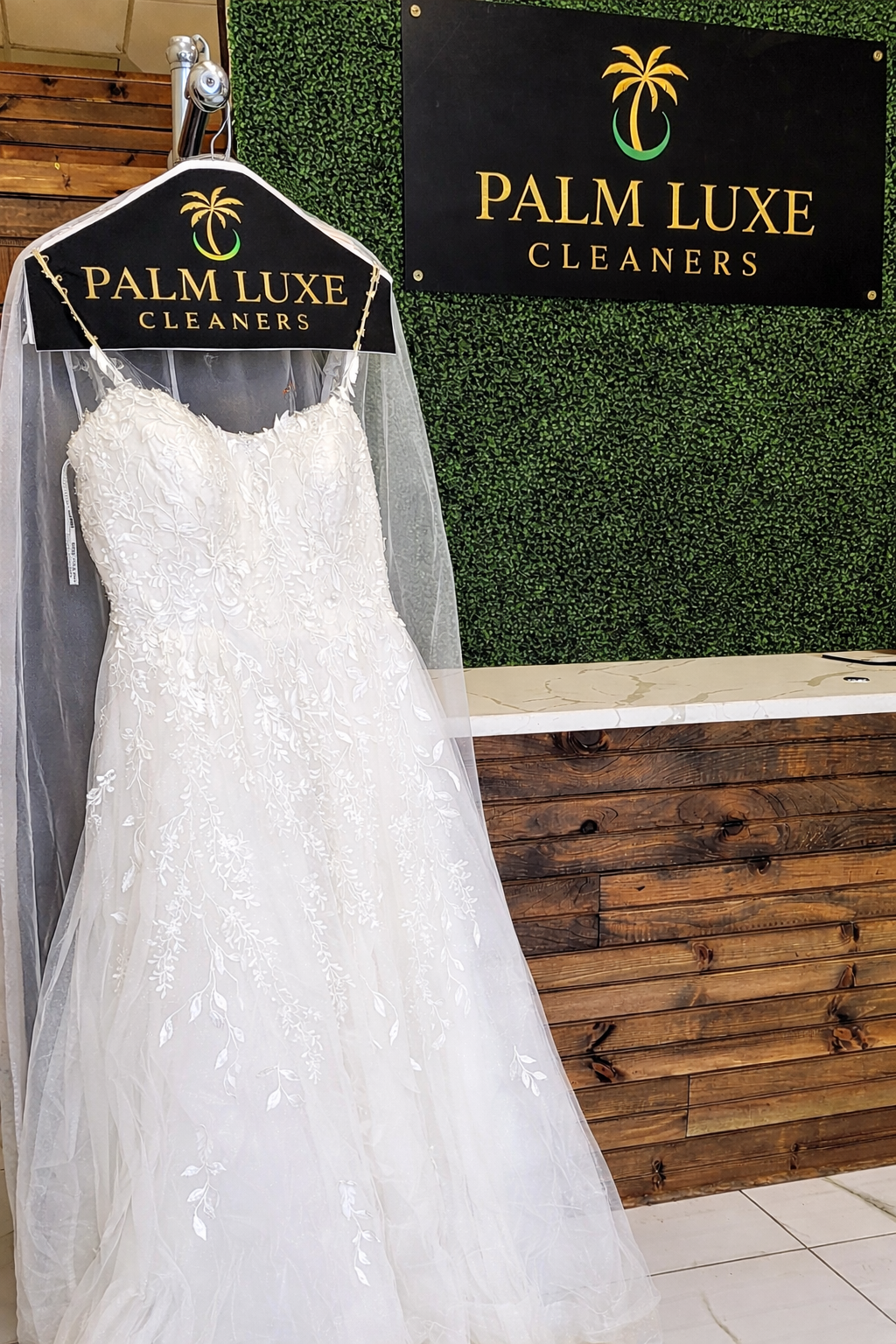 Wedding gown preservation at Palm Luxe Cleaners
