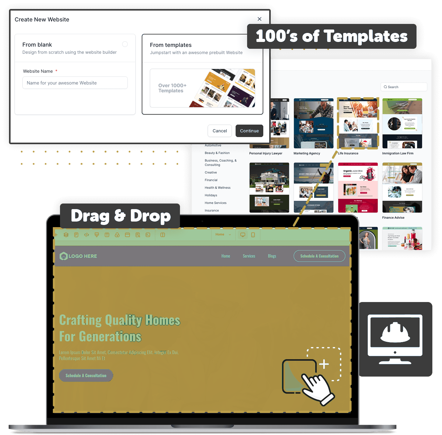 ClinicOS website and funnel builder with drag and drop templates