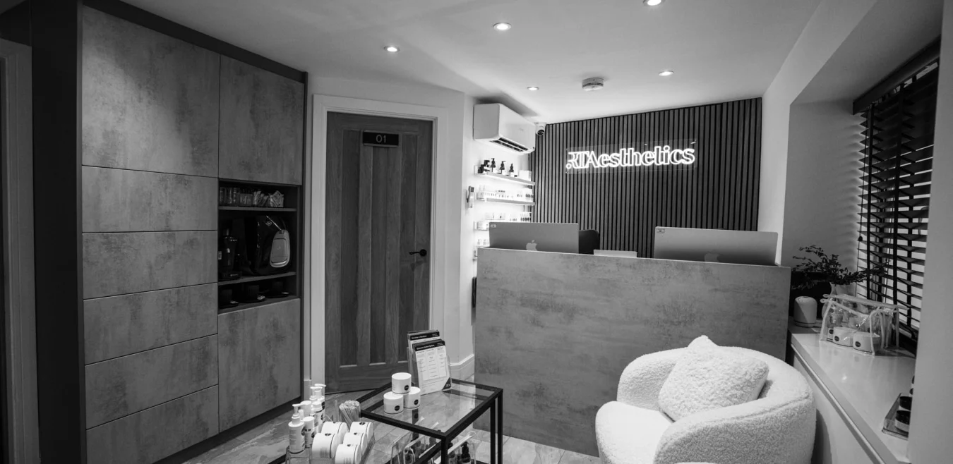 Reception at RT Aesthetics, the UK clinic where the approach was built