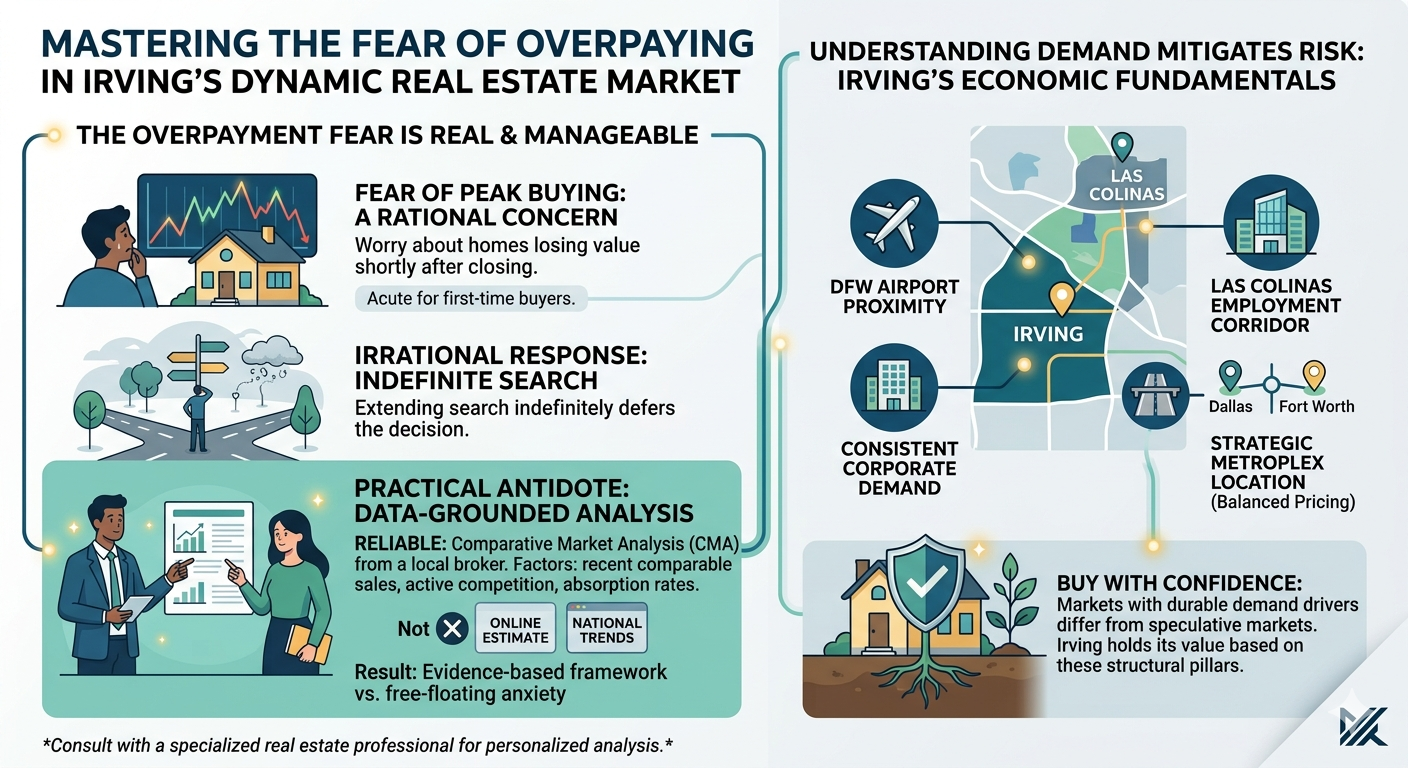 Mastering the fear of overpaying in Irving’s real estate market with data-grounded analysis, local comparable sales, Las Colinas employment growth, DFW Airport access, and buyer confidence strategies. Mastering the fear of overpaying in Irving’s real estate market with data-grounded analysis, local comparable sales, Las Colinas employment growth, DFW Airport access, and buyer confidence strategies.