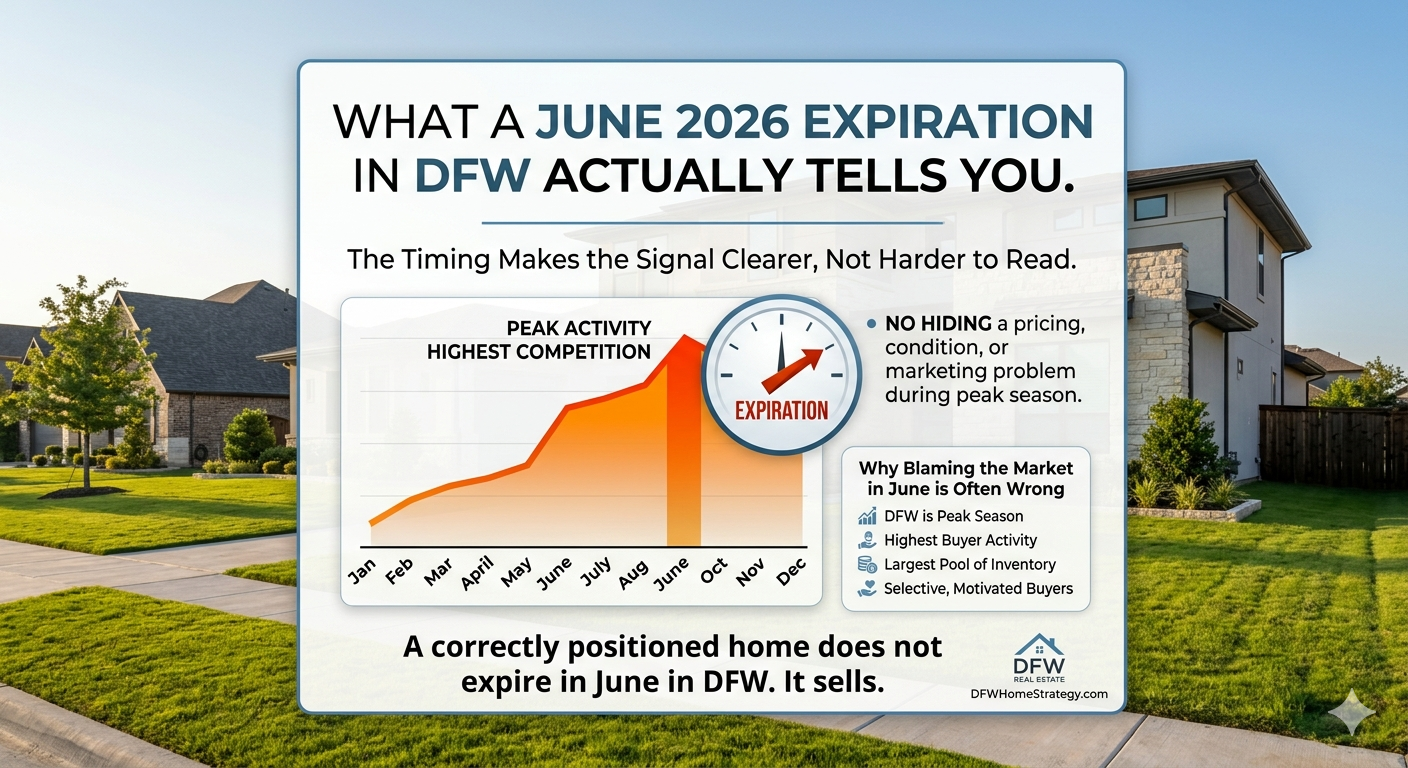 Dallas Fort Worth expired listing guide showing why homes that expire in June may need better pricing, presentation, condition review, and marketing strategy. Dallas Fort Worth expired listing guide showing why homes that expire in June may need better pricing, presentation, condition review, and marketing strategy.