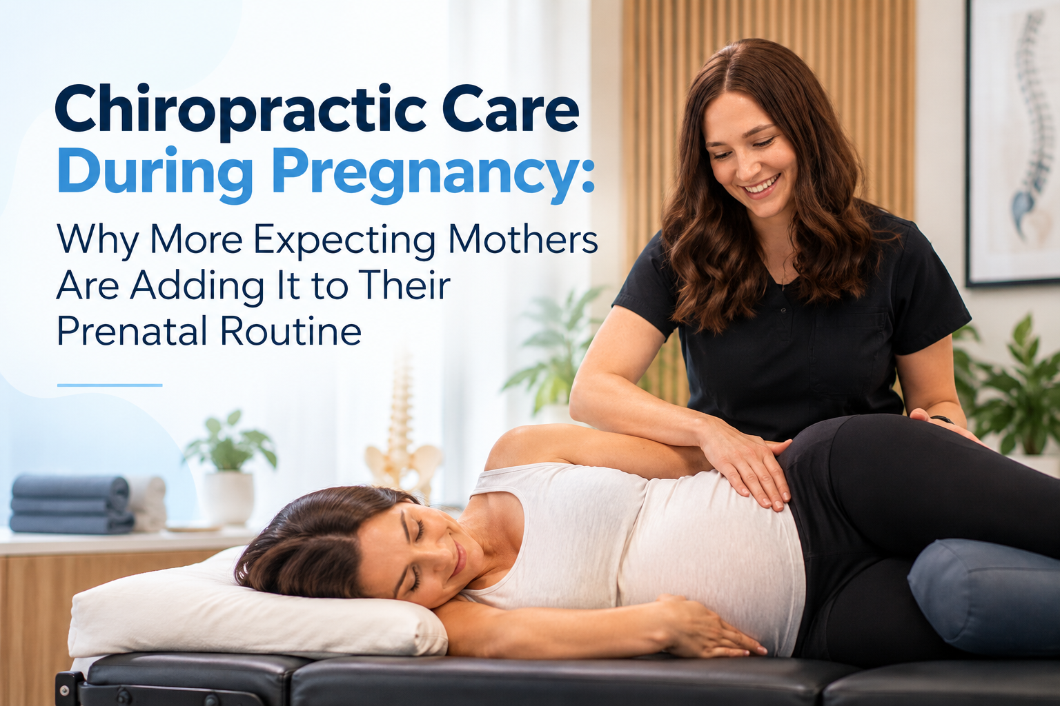 Dr. Meghan Jeske providing chiropractic care to a pregnant patient in Denver