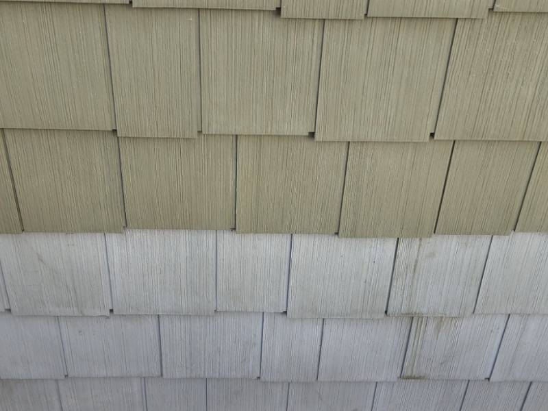 Cedar shake siding before and after Renueit treatment