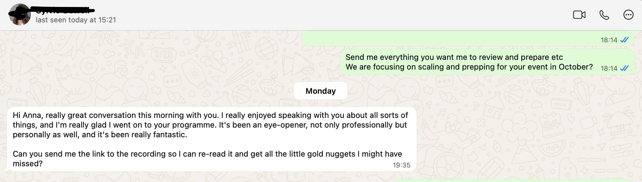 Client testimonial