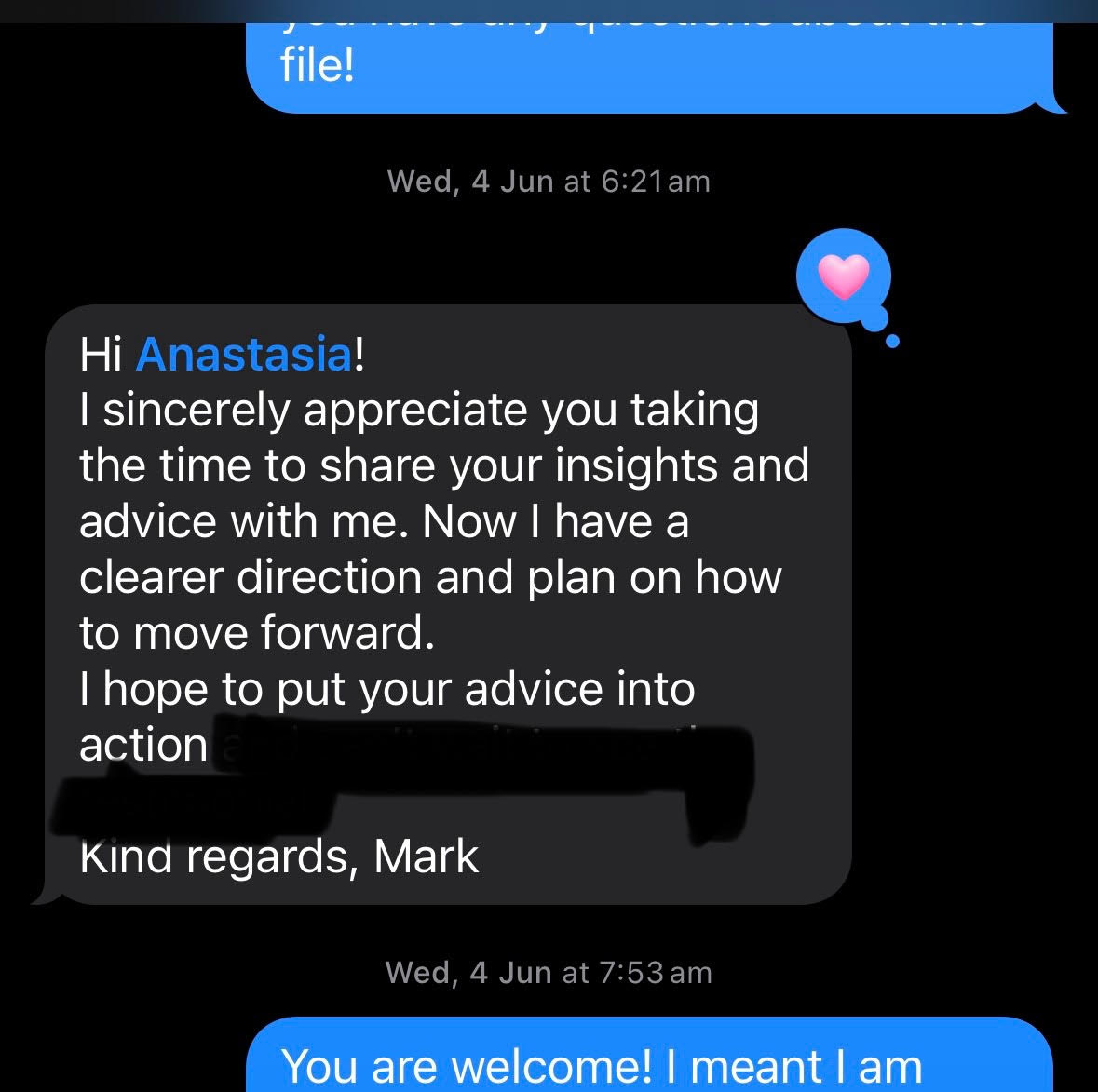 Client testimonial