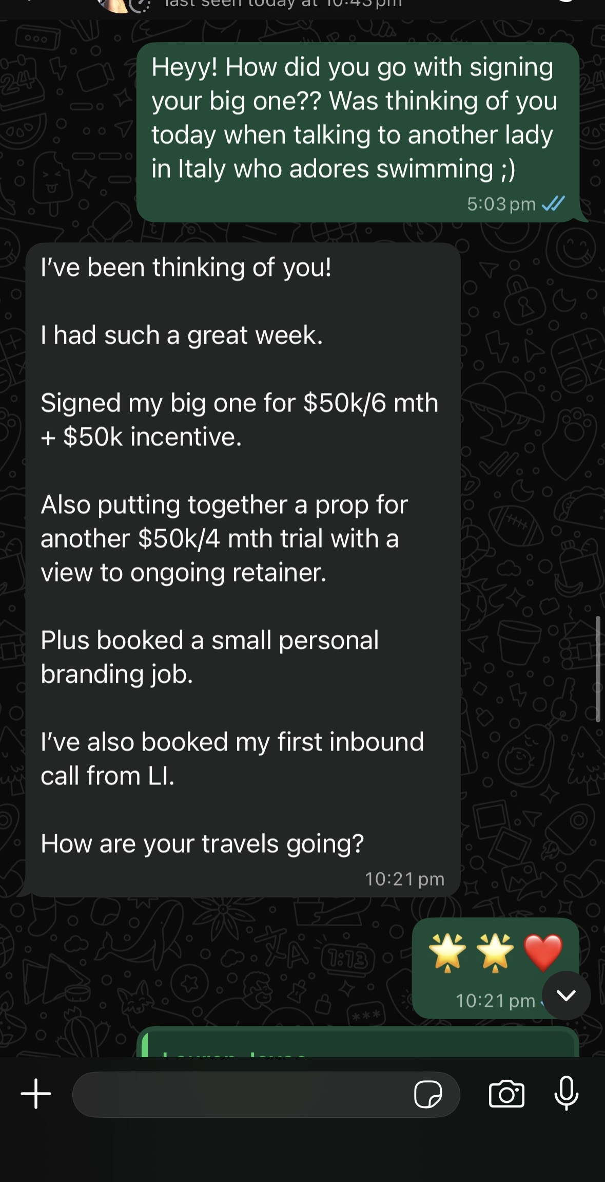 Client testimonial screenshot