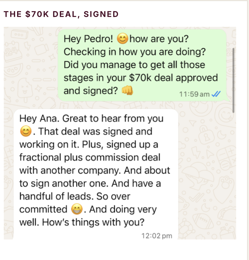 Client testimonial screenshot