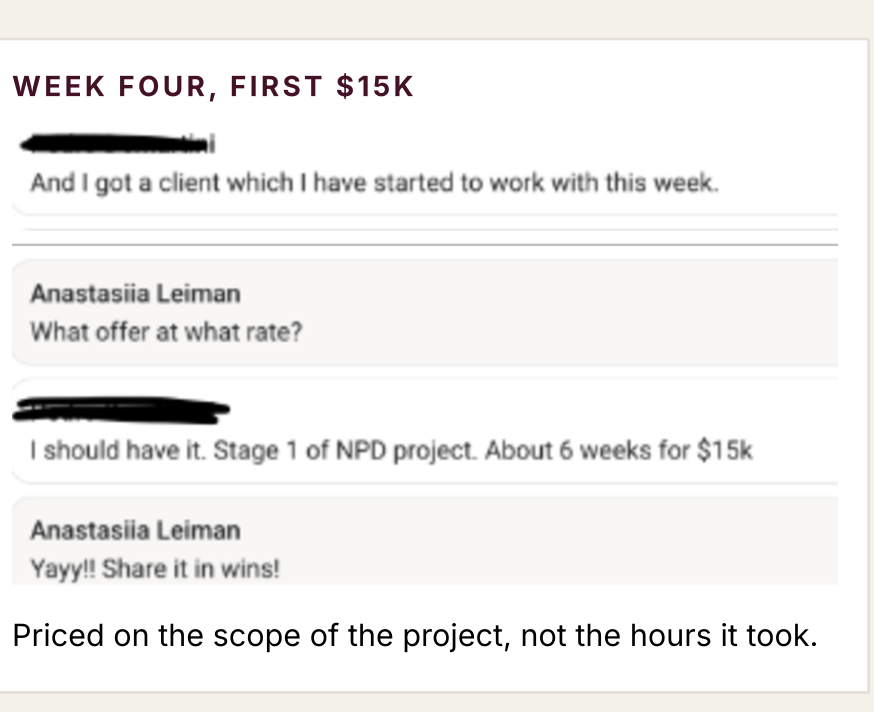 Client testimonial screenshot
